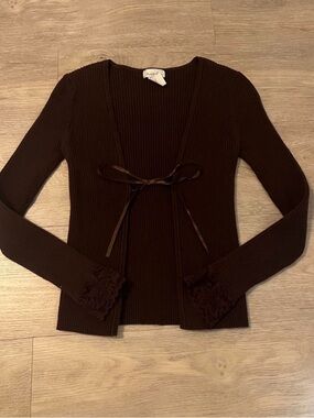 Charlotte Russe brown lace cardigan